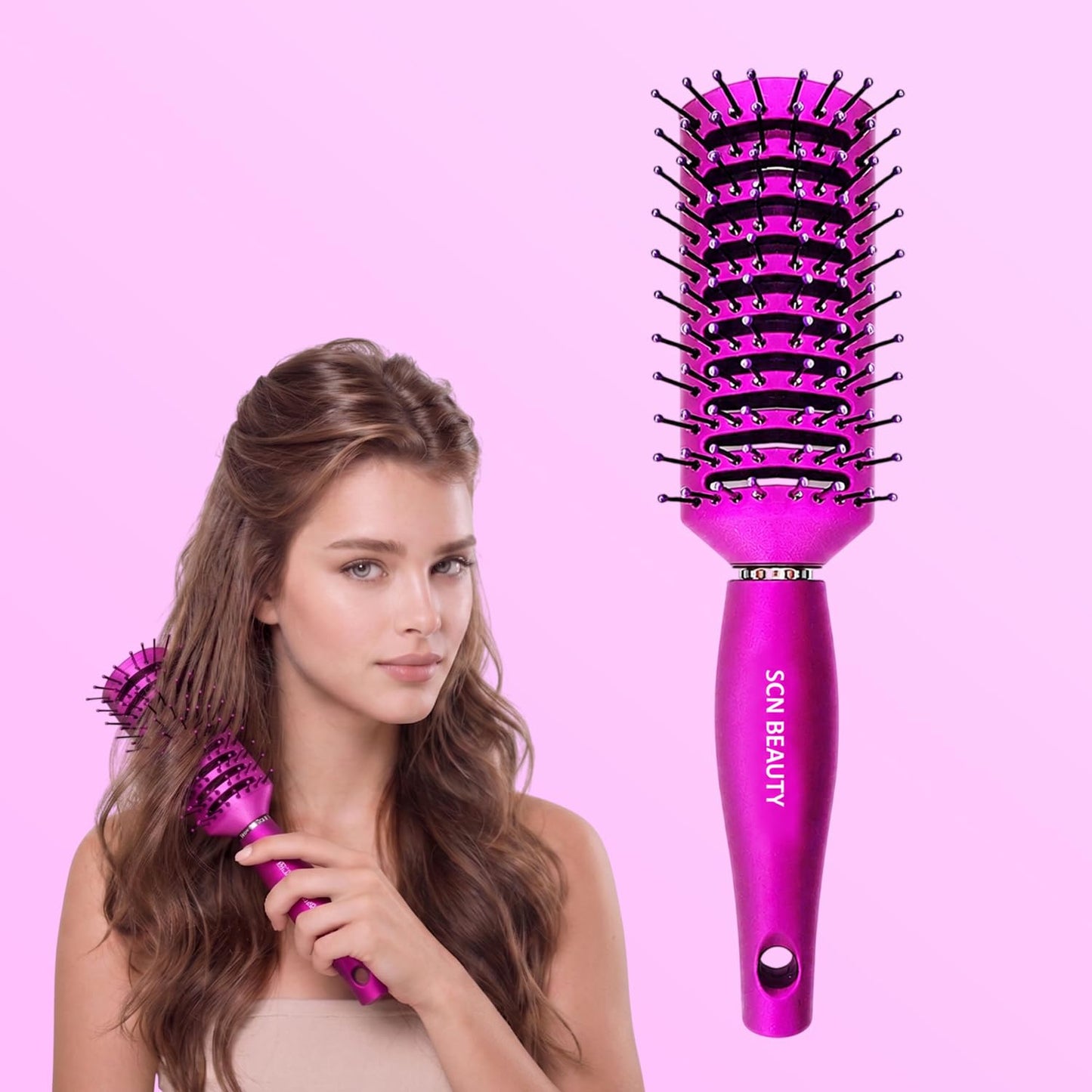 SCN Beauty 9 Row Wide Vented Hair Brush for Blow Dry & Detangling Brush