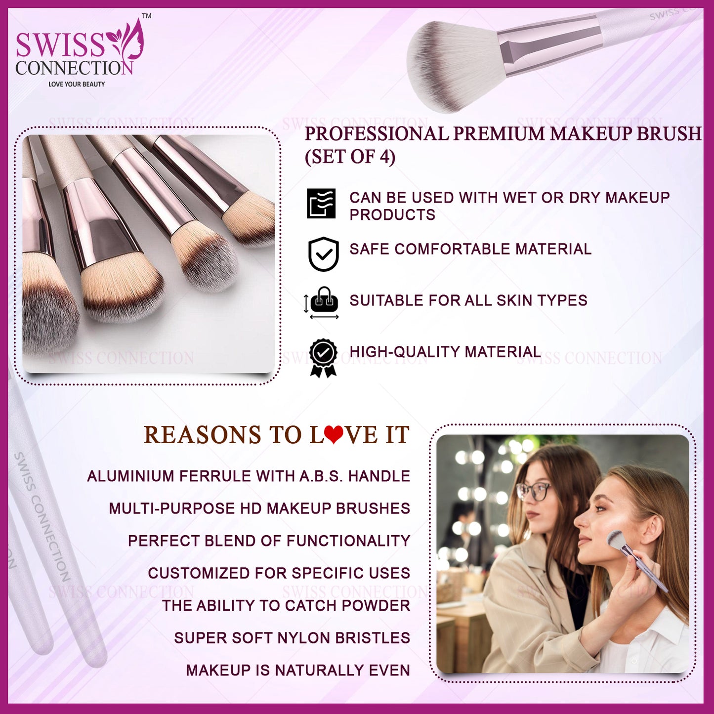 Scn Beauty Professional Makeup Brush Set - (Pack of 4)
