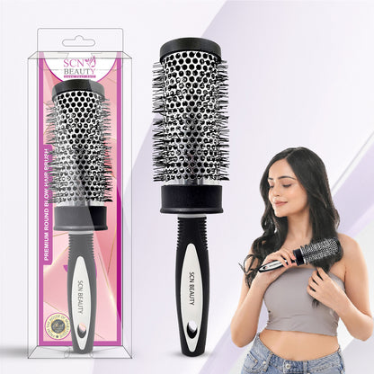 SCN BEAUTY Premium Round Blow Hair Brush for Blow Drying - Lightweight Professional Roller, Precise Heat Styling and Blowout Volume, Manageable Hair Roller for Men, Women - (2 Inch)