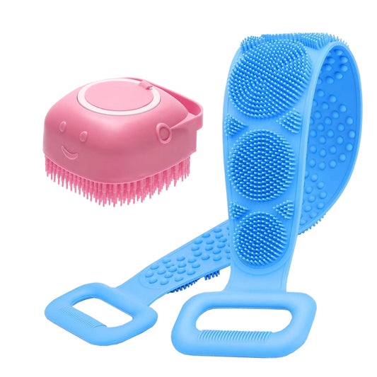 Scn Beauty Silicone Body Back Scrubber & Shampoo Brush Set - (Pack of 2)