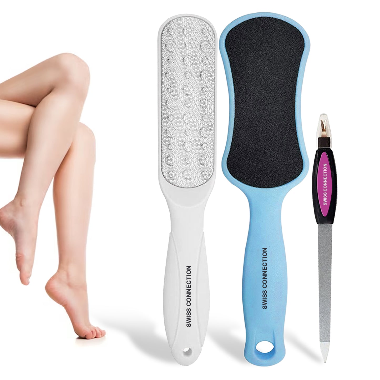 Scn Beauty Foot Scrubber Callus Remover & Nail Filer Set (Pack of 3)