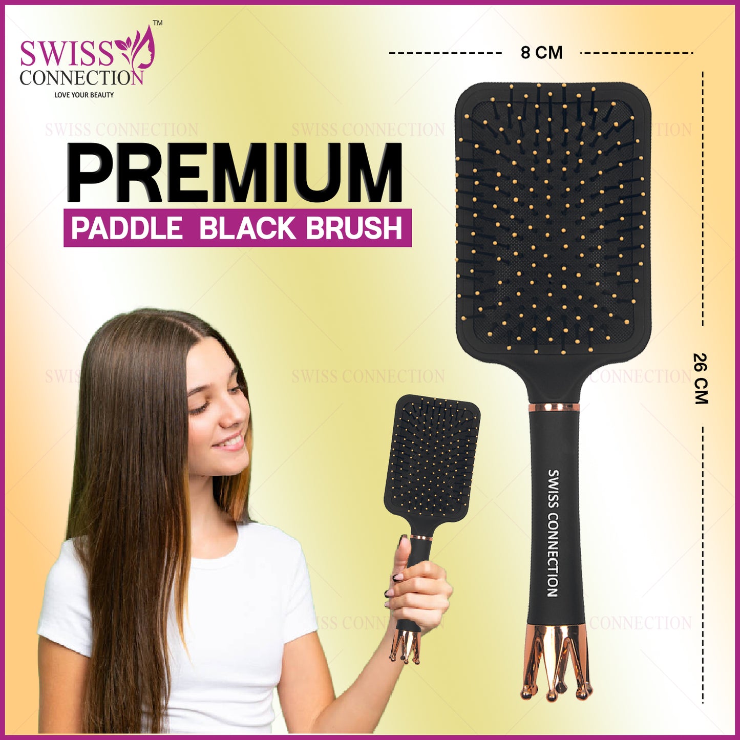 Scn Beauty Paddle Hair Brush with Cushion Base
