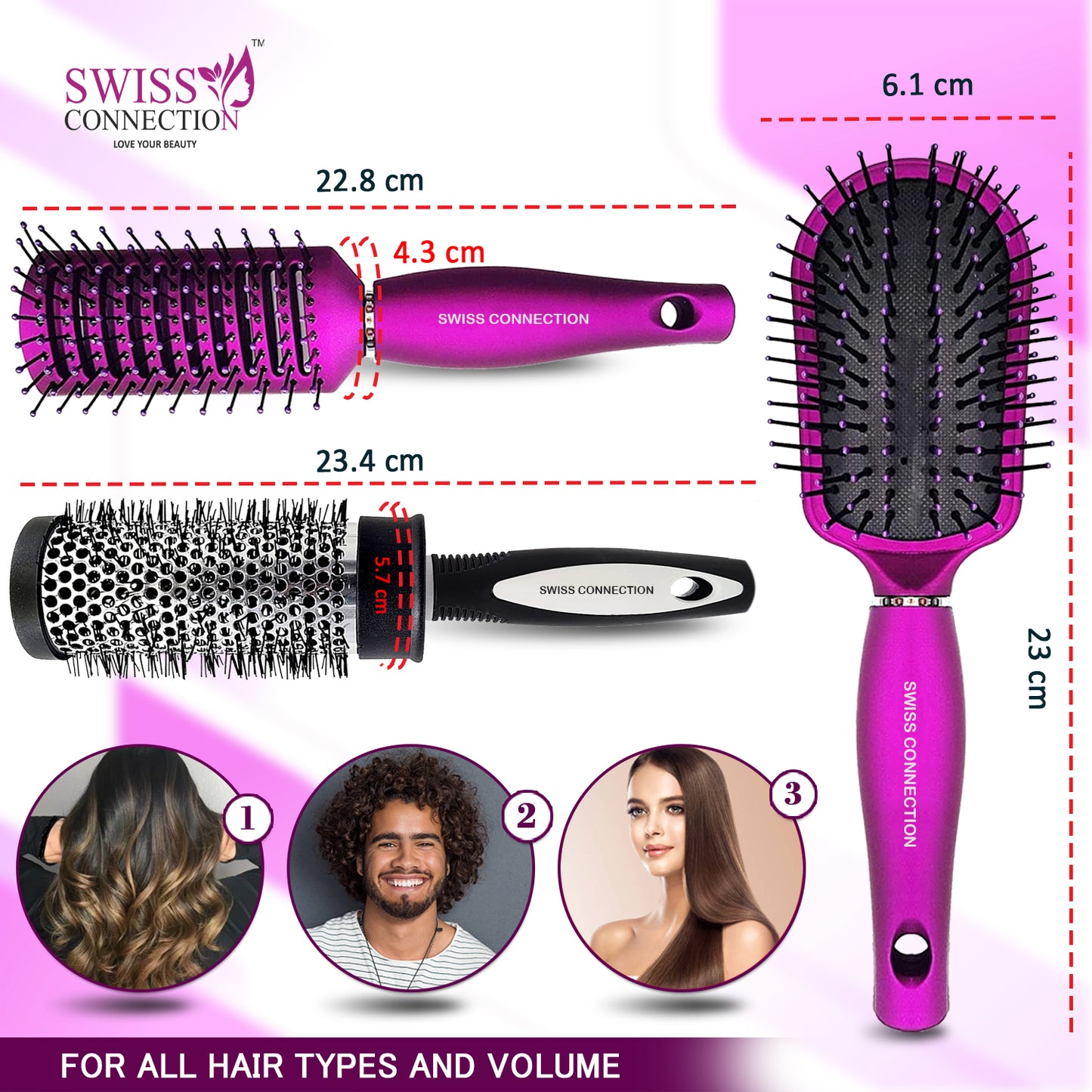 Scn Beauty Hair Brush Set - (Pack of 3)