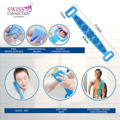 Scn Beauty Silicone Body Back Scrubber & Shampoo Brush Set - (Pack of 2)