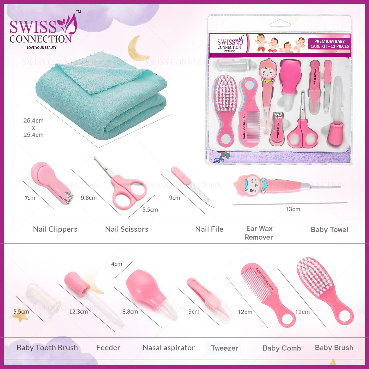 Scn Beauty Baby Grooming Care Kit Pink - (Pack of 11)