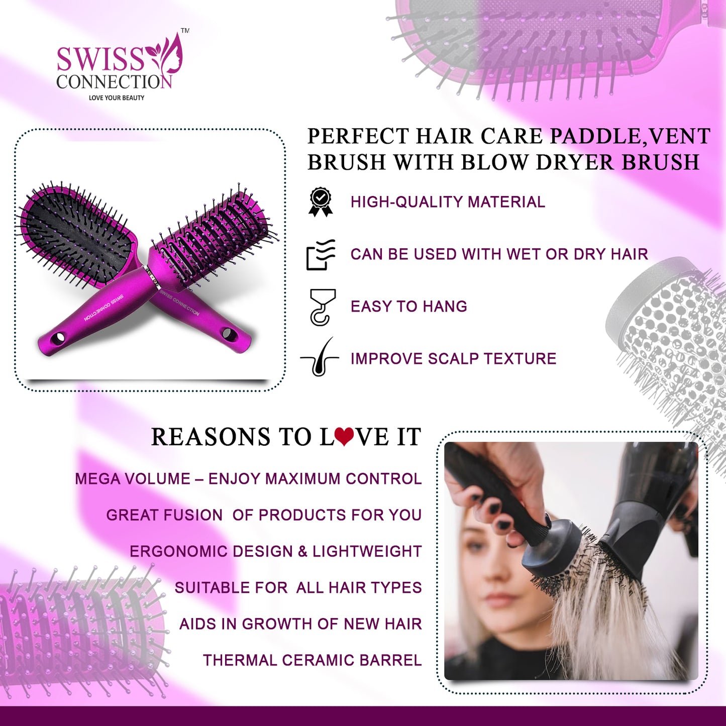 Scn Beauty Hair Brush Set - (Pack of 3)