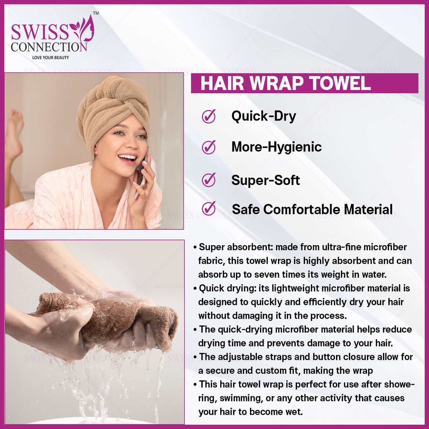 Scn Beauty  Microfiber Hair Towel Wrap