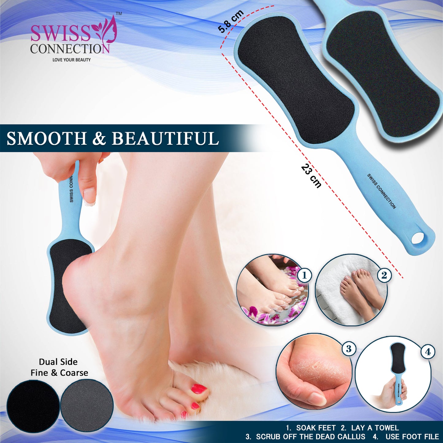 Scn Beauty Foot Scrubber Callus Remover & Nail Filer Set (Pack of 3)