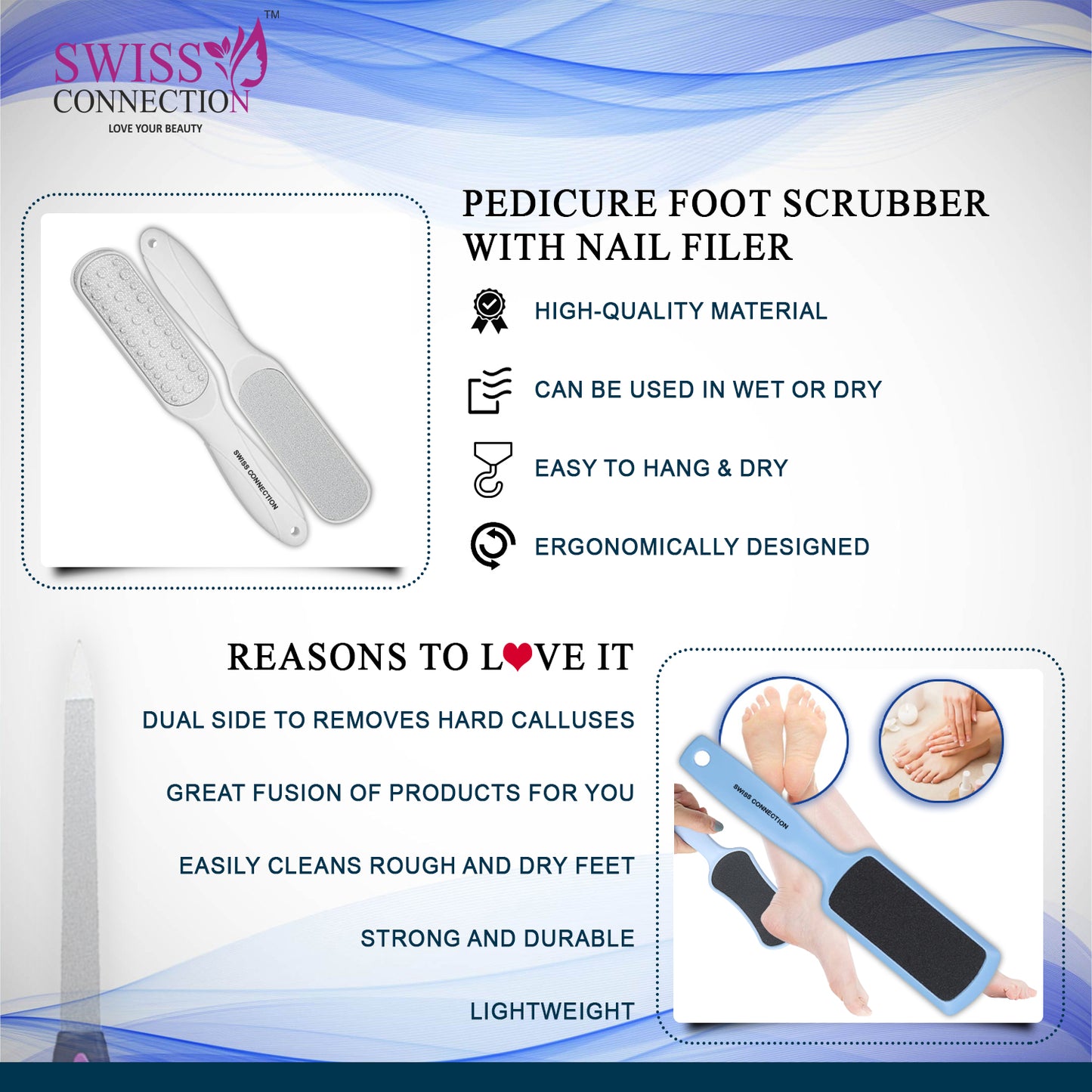 Scn Beauty Foot Scrubber Callus Remover & Nail Filer Set (Pack of 3)