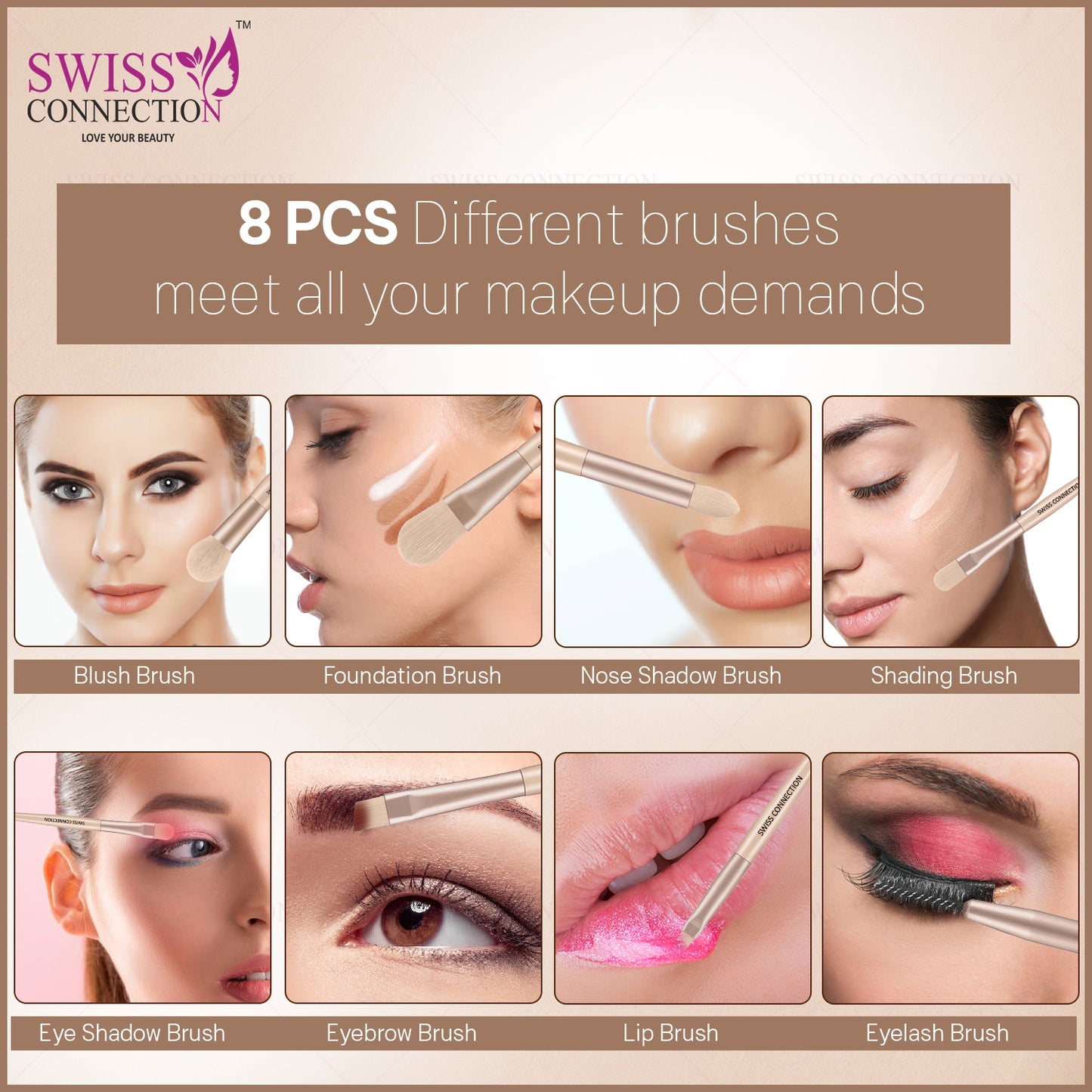 Scn Beauty Makeup Brush Set - (Pack of 8)