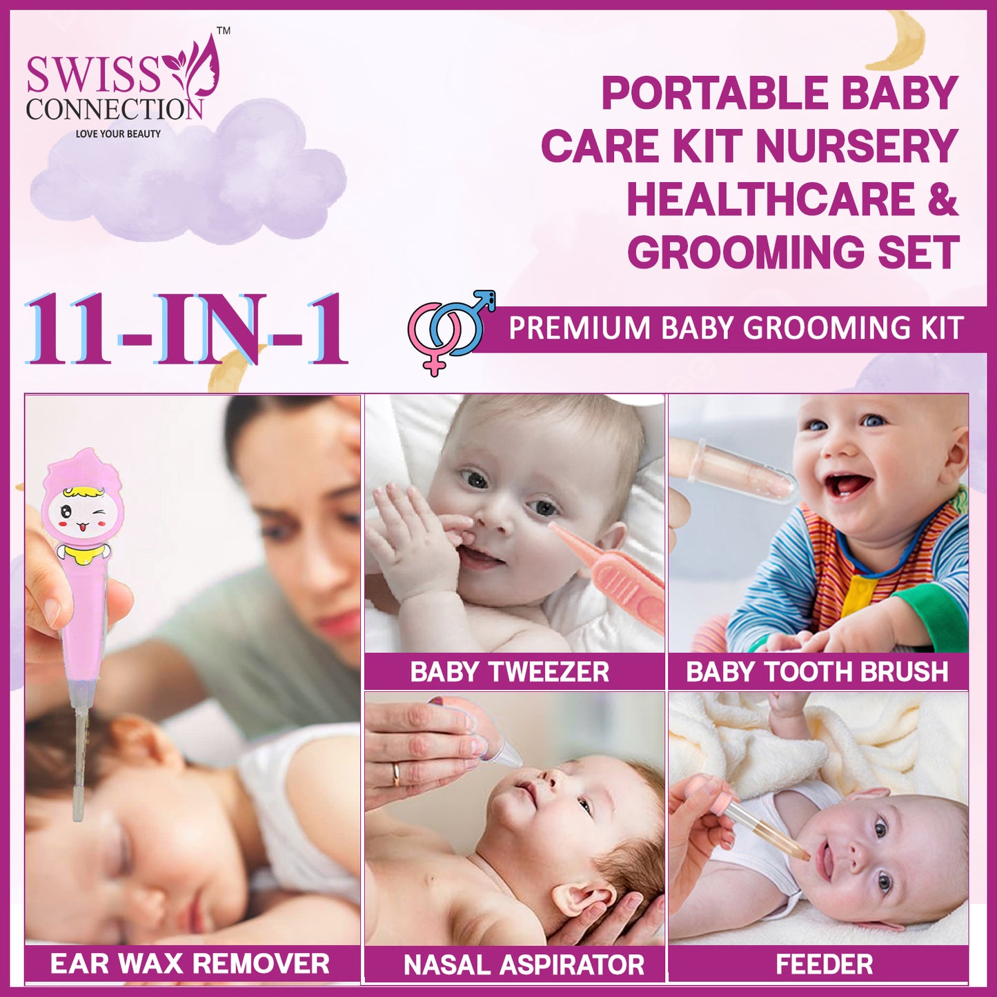 Scn Beauty Baby Grooming Care Kit Pink - (Pack of 11)