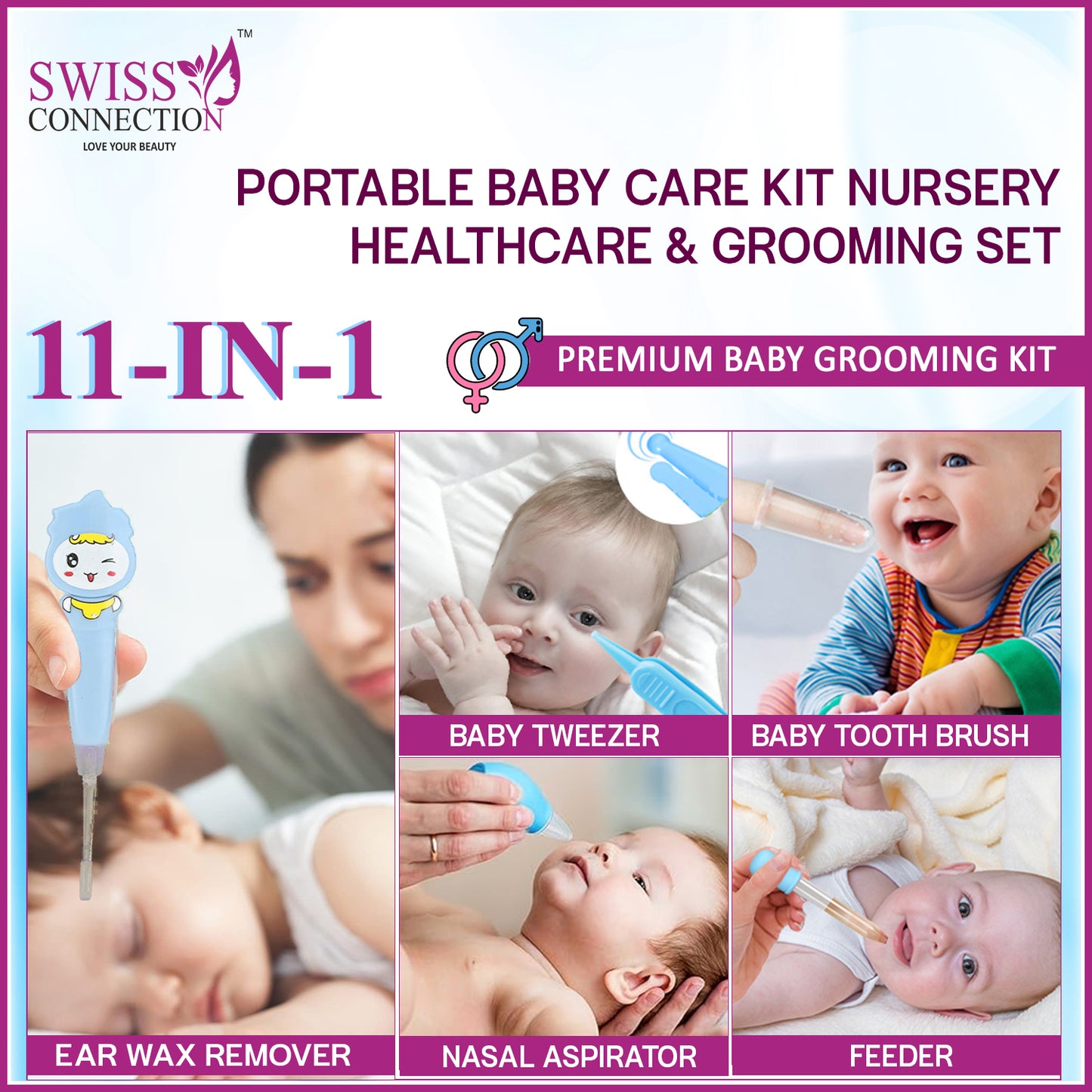 Scn Beauty Baby Grooming Care Kit Blue - (Pack of 11)
