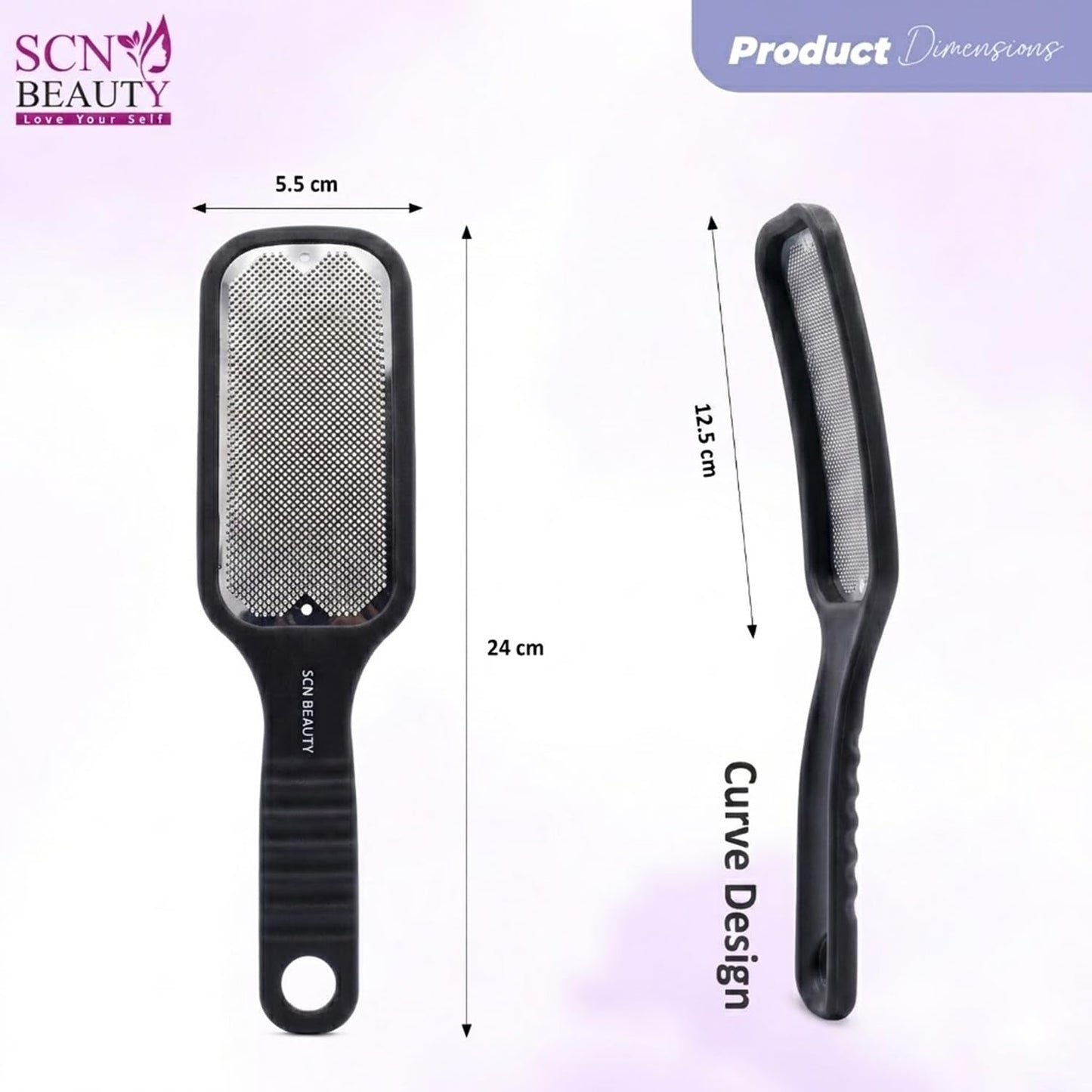 Curved Foot File Scrubber | Premium Pedicure Scraper for Dead Skin Removal | Foot Scrubber for Bathing | Callus Remover, Foot Filer for Smooth Feet - 1Pc/Multicolour (Black)