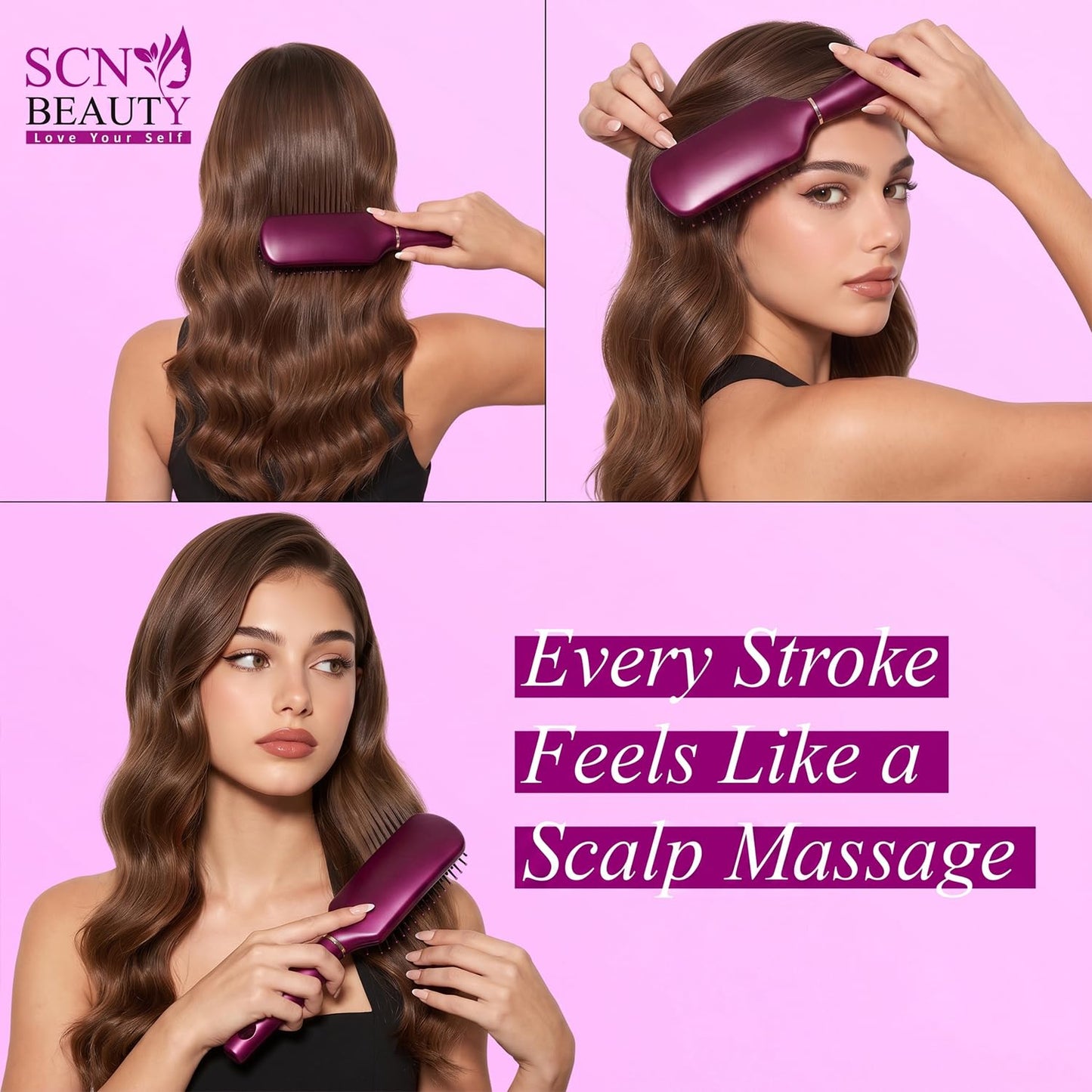 Premium Round Style Maroon Hair Brush for Separating, Shaping & Defining Curls - Blow-Drying, Hair Brush for Women Men Styling & Detangling Brush