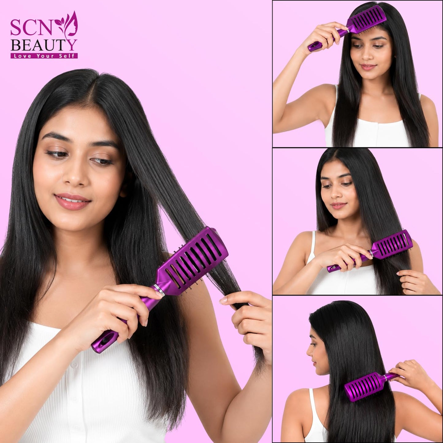 SCN Beauty 9 Row Wide Vented Hair Brush for Blow Dry & Detangling Brush