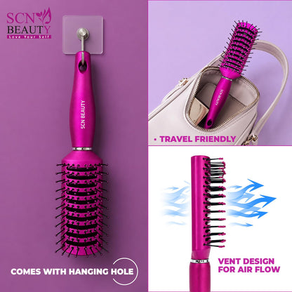 SCN Beauty 9 Row Wide Vented Hair Brush for Blow Dry & Detangling Brush