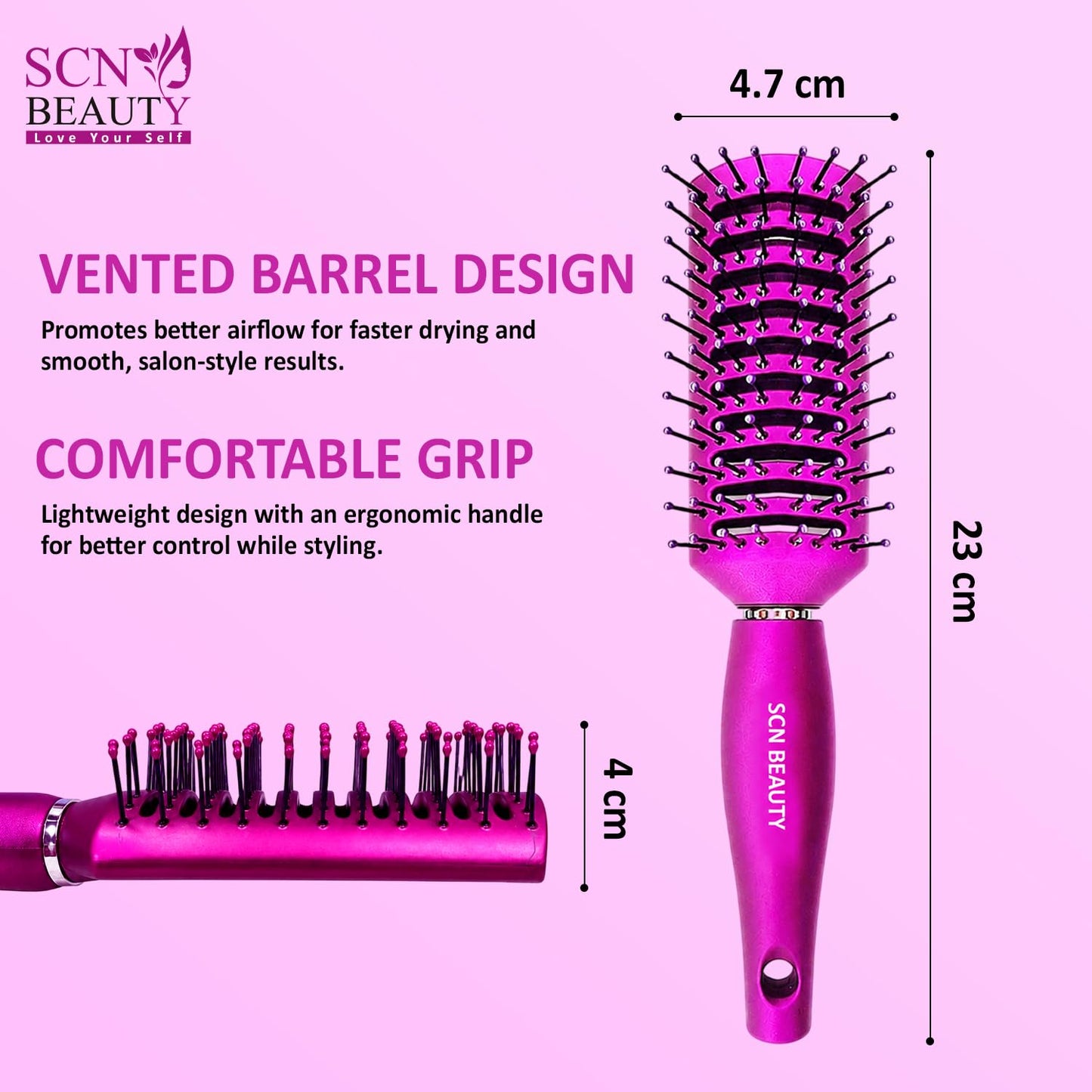 SCN Beauty 9 Row Wide Vented Hair Brush for Blow Dry & Detangling Brush