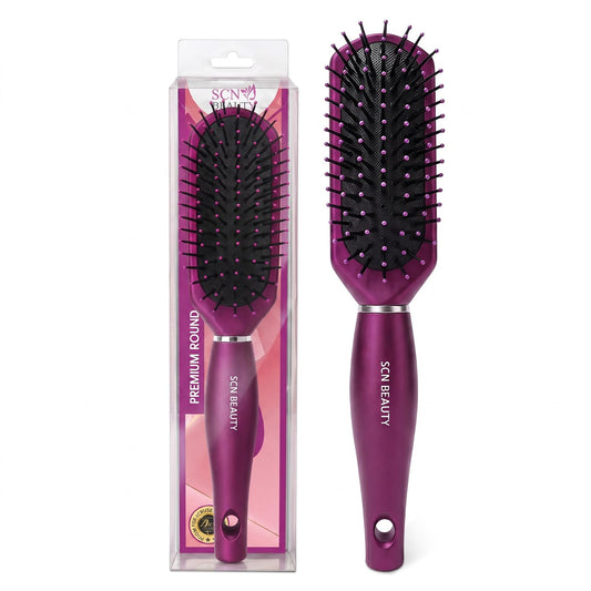 Premium Round Style Maroon Hair Brush for Separating, Shaping & Defining Curls - Blow-Drying, Hair Brush for Women Men Styling & Detangling Brush