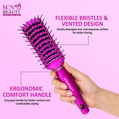 SCN Beauty 9 Row Wide Vented Hair Brush for Blow Dry & Detangling Brush
