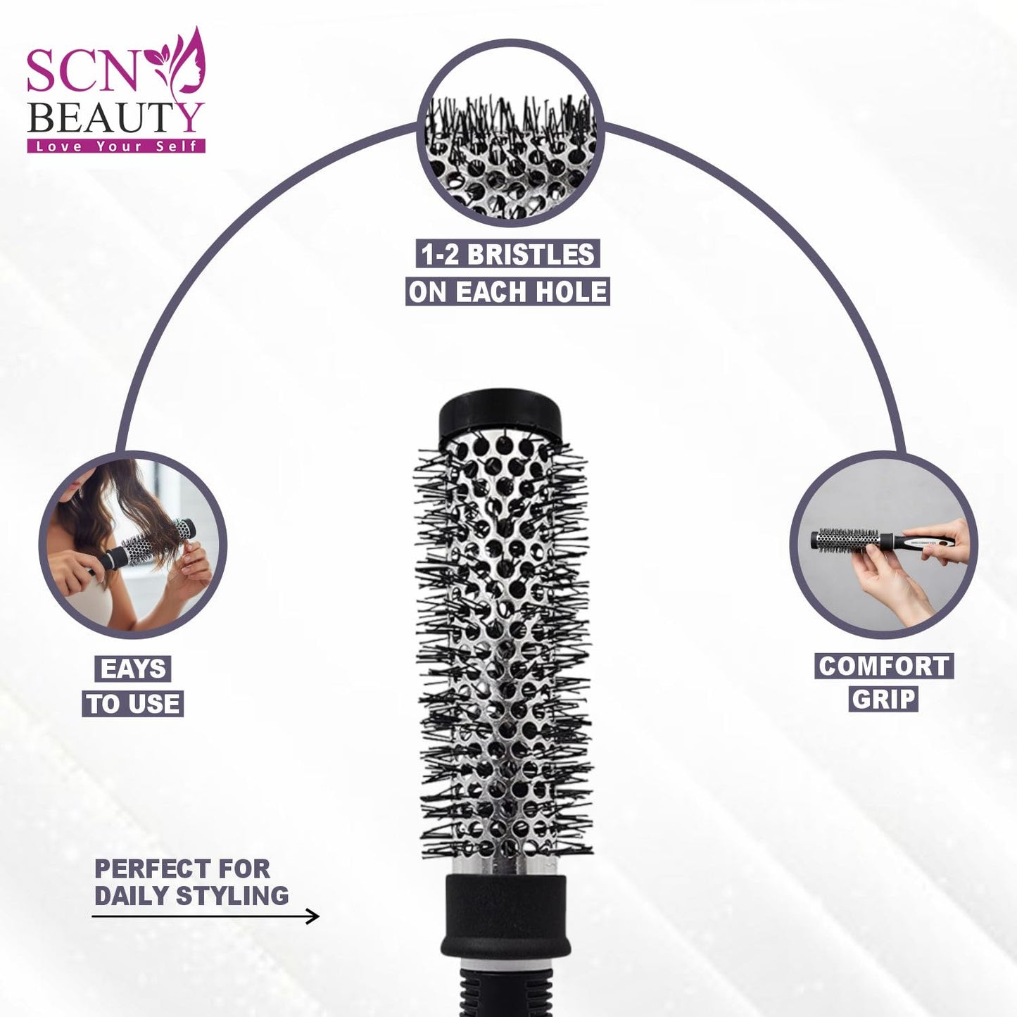 Blow Dry Roller Brush for Blow Drying - Lightweight Professional Roller, Precise Heat Styling and Blowout Volume, Manageable Hair Roller for Men, Women - (1.5 Inch) | Nylon Bristles, Non-Slip Handle, Frizz-Free Styling, All Hair Types, Ergonomic Grip