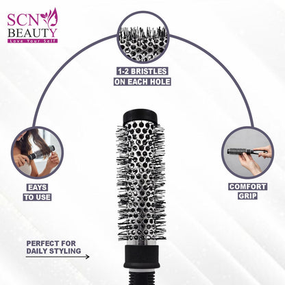 Blow Dry Roller Brush for Blow Drying - Lightweight Professional Roller, Precise Heat Styling and Blowout Volume, Manageable Hair Roller for Men, Women - (1.5 Inch) | Nylon Bristles, Non-Slip Handle, Frizz-Free Styling, All Hair Types, Ergonomic Grip