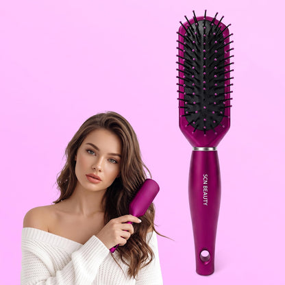Premium Round Style Maroon Hair Brush for Separating, Shaping & Defining Curls - Blow-Drying, Hair Brush for Women Men Styling & Detangling Brush