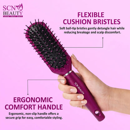 Premium Round Style Maroon Hair Brush for Separating, Shaping & Defining Curls - Blow-Drying, Hair Brush for Women Men Styling & Detangling Brush