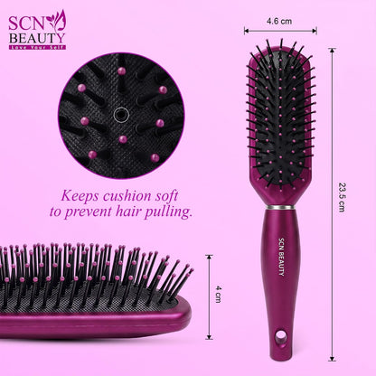 Premium Round Style Maroon Hair Brush for Separating, Shaping & Defining Curls - Blow-Drying, Hair Brush for Women Men Styling & Detangling Brush