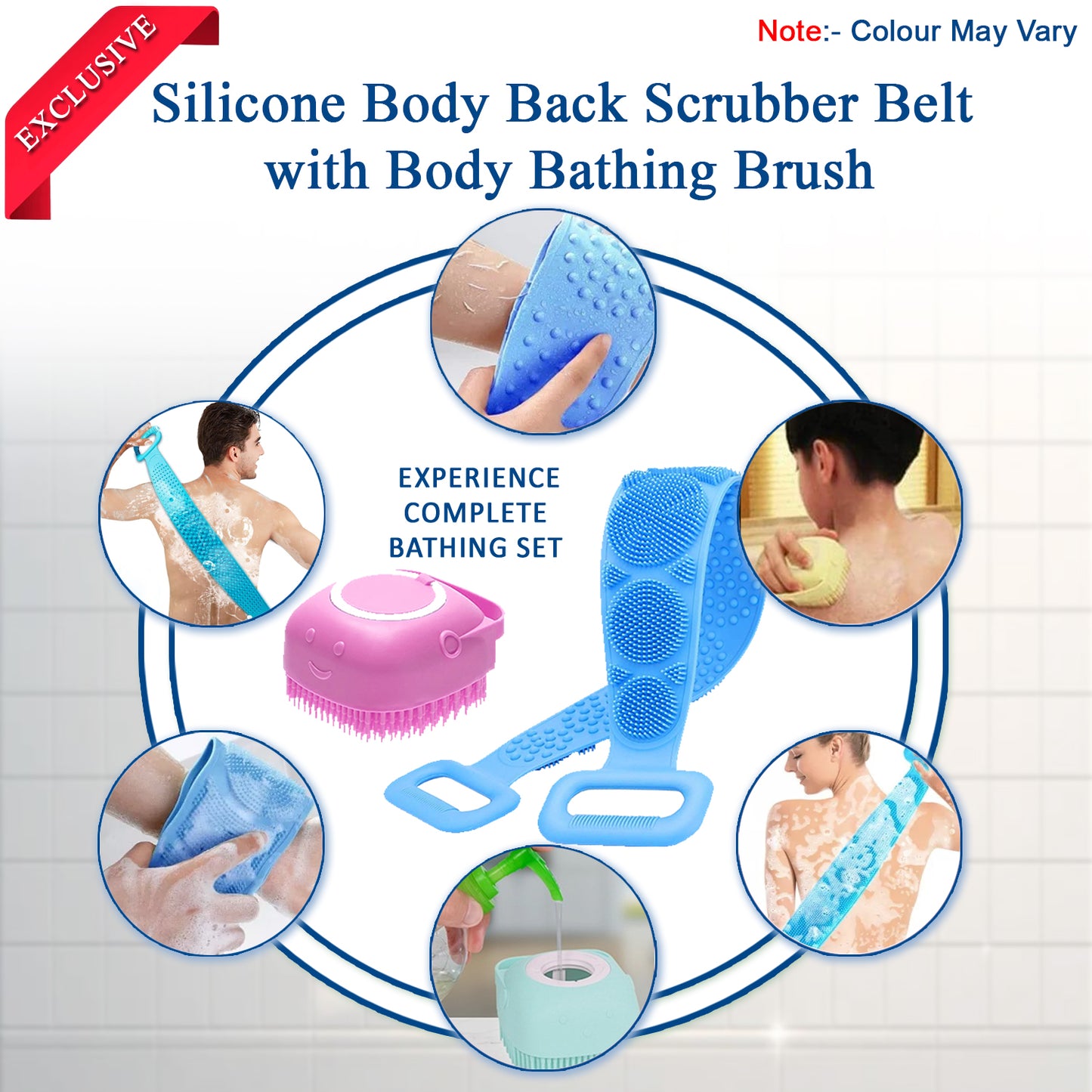 Scn Beauty Silicone Body Back Scrubber & Shampoo Brush Set - (Pack of 2)