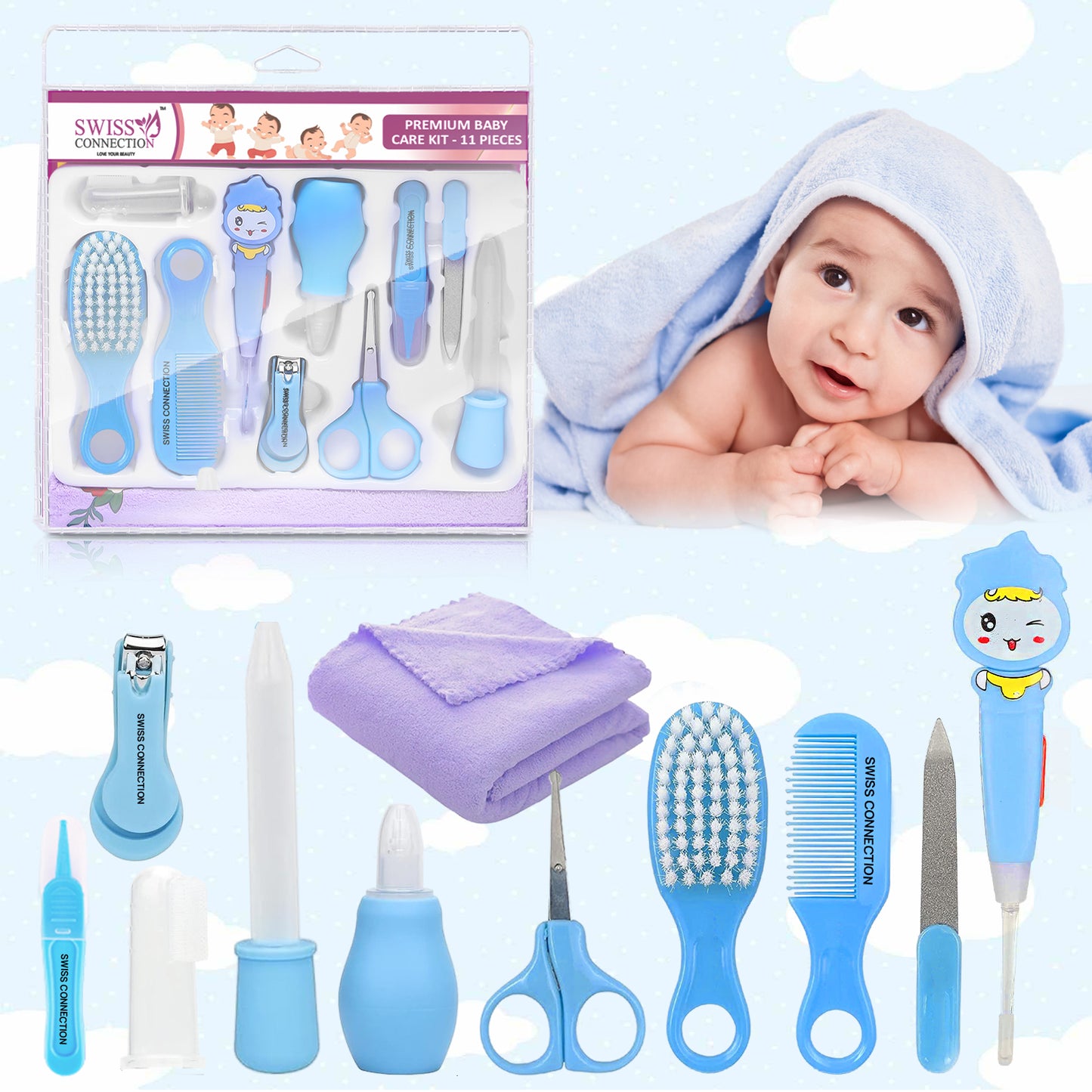 Scn Beauty Baby Grooming Care Kit Blue - (Pack of 11)